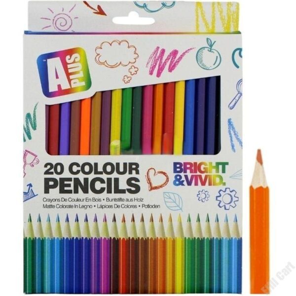 20 Pcs Large Colouring Pencils – Assorted Colours