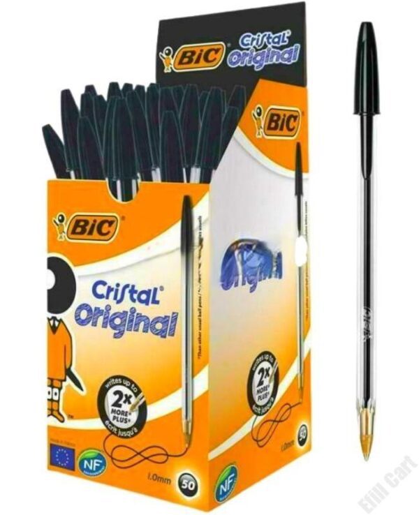 BiC Cristal Original Ballpoint Pens – Black (50 Pcs)