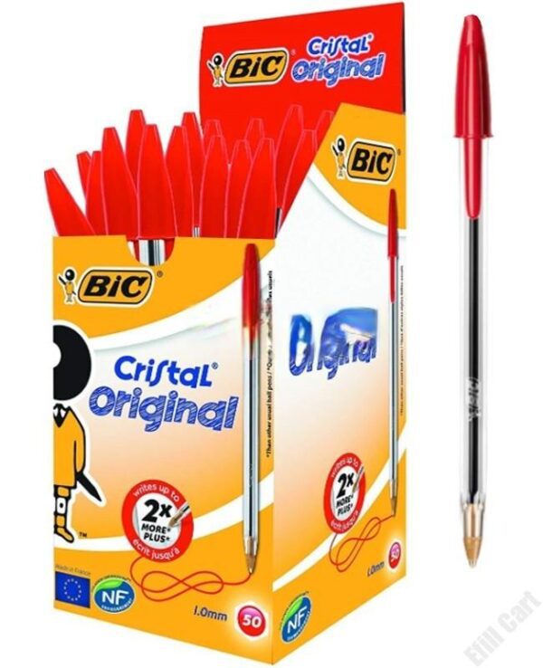 BiC Cristal Original Ballpoint Pens – Red (50 Pcs)