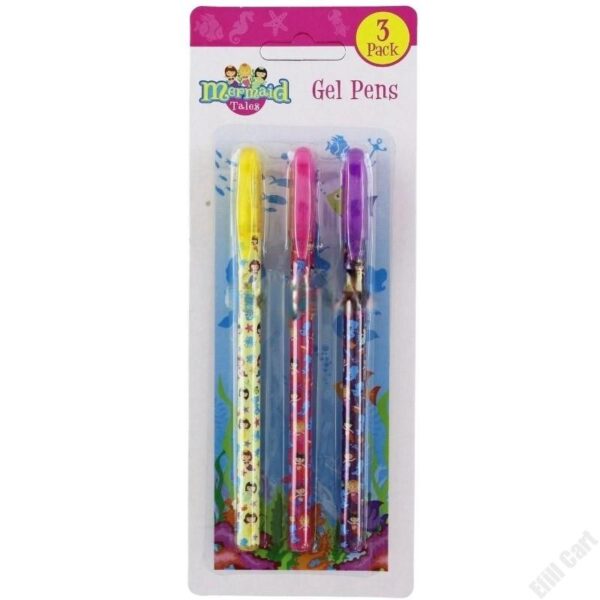 3 Pcs Mermaid Design Gel Pens – Assorted Colours